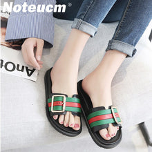 Load image into Gallery viewer, summer fashion female femme red green pink tong slider dame huose beach outside slippers flat pool shoe slide with for women tap