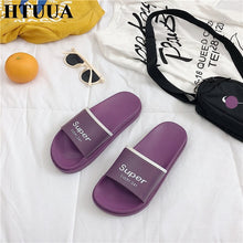 Load image into Gallery viewer, HTUUA 2018 Summer Shoes Chic Letters Slippers Women Korean Candy color Flat Slides Outdoor Indoor Bathroom Home Slippers SX1550