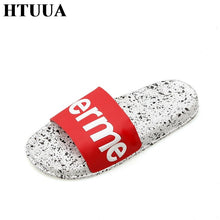Load image into Gallery viewer, HTUUA 2018 New Couple Bathroom Slippers Women Men Unisex Fashion Brand Outdoors Indoor Home Slippers Non-slip Floor Slides SX755