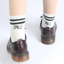Load image into Gallery viewer, 5 Colors.Women's Unisex Embroidery Letter SMILE Stripes Skateboard Socks.Cotton Harajuku Socks Sox Couple Ankle Sock Meias