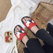 Load image into Gallery viewer, Cute Dog Cartoon Women Slides 2018 Fashion Pu Leather Beach Shoes Women Flat Heels Flip Flops Barefoot Slippers Zapatillas Mujer