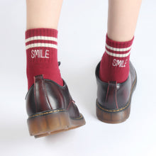 Load image into Gallery viewer, 5 Colors.Women's Unisex Embroidery Letter SMILE Stripes Skateboard Socks.Cotton Harajuku Socks Sox Couple Ankle Sock Meias