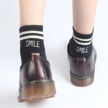 Load image into Gallery viewer, 5 Colors.Women's Unisex Embroidery Letter SMILE Stripes Skateboard Socks.Cotton Harajuku Socks Sox Couple Ankle Sock Meias