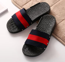 Load image into Gallery viewer, Men Summer Slippers Outdoor Slides Embrider Beach Sandals Flip Flop Slip On Fashion Slippers Flat Heel Casual Flat Slide Sandals
