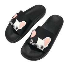 Load image into Gallery viewer, Cute Dog Cartoon Women Slides 2018 Fashion Pu Leather Beach Shoes Women Flat Heels Flip Flops Barefoot Slippers Zapatillas Mujer