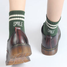 Load image into Gallery viewer, 5 Colors.Women's Unisex Embroidery Letter SMILE Stripes Skateboard Socks.Cotton Harajuku Socks Sox Couple Ankle Sock Meias