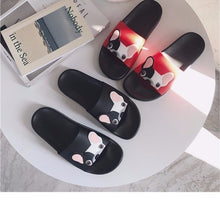 Load image into Gallery viewer, Cute Dog Cartoon Women Slides 2018 Fashion Pu Leather Beach Shoes Women Flat Heels Flip Flops Barefoot Slippers Zapatillas Mujer