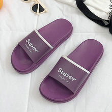 Load image into Gallery viewer, HTUUA 2018 Summer Shoes Chic Letters Slippers Women Korean Candy color Flat Slides Outdoor Indoor Bathroom Home Slippers SX1550